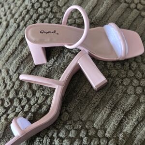 Qupid Pink Block Heel Sandals